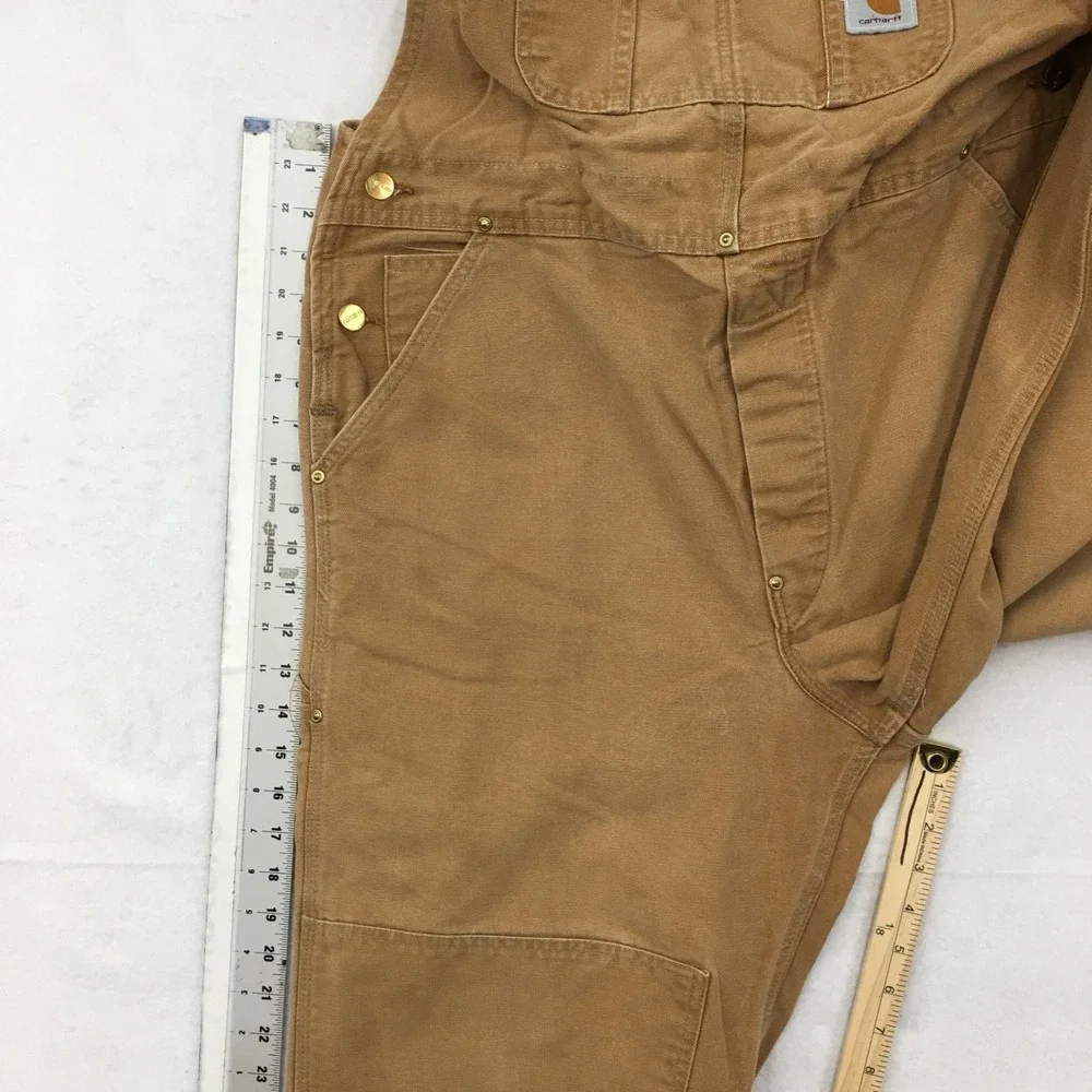 Carhartt Duck Bib Overalls Mens 38x30 Brown Cotton Canvas Double Knee Workwear